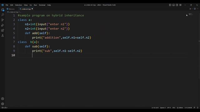 HYBRID INHERITANCE IN PYTHON- SAMPLE PROGRAM AND EXPLANATION(inheritance in python video 6) смотреть онлайн