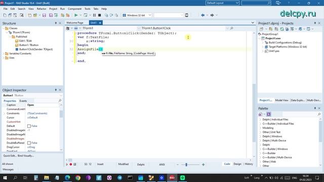 Open File Delphi. Embarcadero.