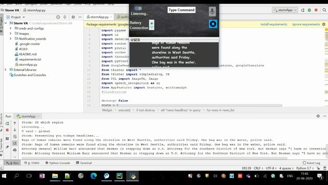 S.T.O.R.M Voice Assiatant made using Python 3.7 with Tkinter GUI смотреть онлайн