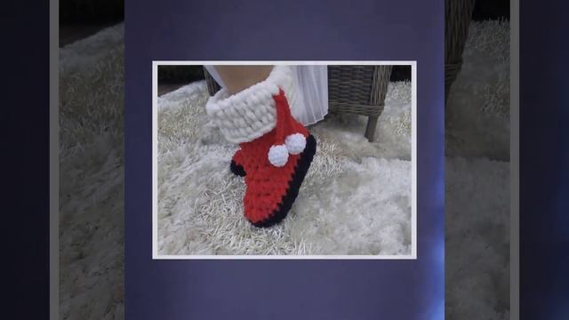 Knitted slippers, Knitted christmas stocking, Christmas socks, Christmas gift, Gift for her, Slip.. смотреть онлайн