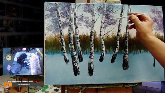 ? ХуДоЖнИкИ | Александр Григорьев | Зимние березки | Картина маслом | Онлайн трансляция смотреть онлайн
