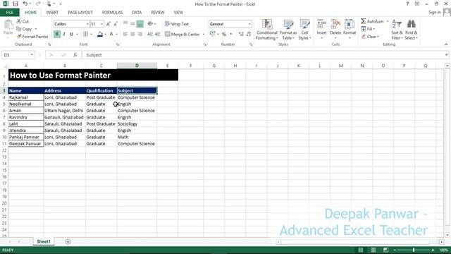 How to Use Format Painter in Excel 2013 смотреть онлайн