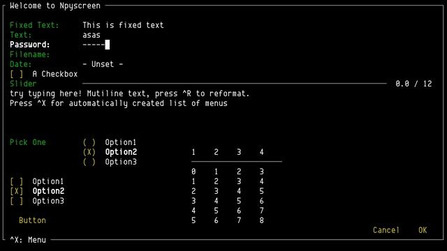 npyscreen, rapid UI development for Python/curses смотреть онлайн