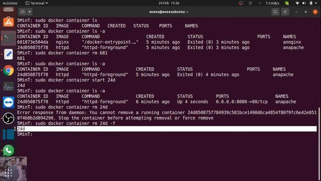 Lesson 04 Docker Remove Containers and Images | Remove Containers and Images forcefully | Five Min смотреть онлайн