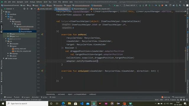 Move your RecyclerView List Item Up and Down | Grid Layout Items Swapping in Kotlin смотреть онлайн