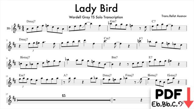 "Lady Bird" - Wardell Gray Tenor Saxophone Transcription смотреть онлайн