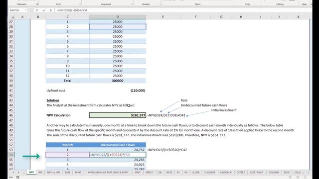 NPV Formula in Excel смотреть онлайн