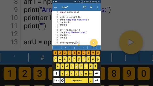 generation of array in numpy смотреть онлайн