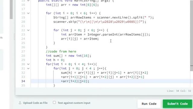 HackerRank Day 11: 2D Arrays | Java Solution смотреть онлайн