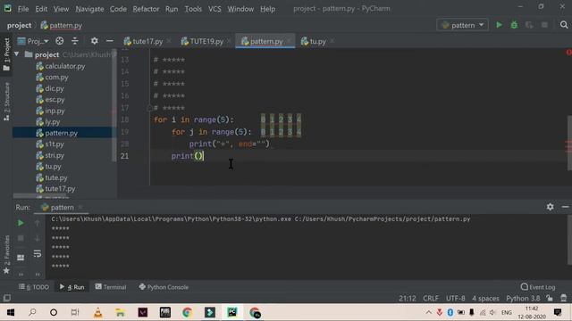Pattern Printing using For Loop in Python | Python Tutorials for Beginners in Hindi | Part-21 смотреть онлайн