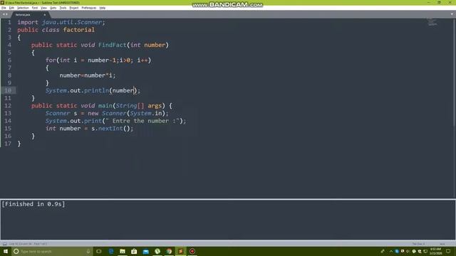 Find Factorial of an Integer | Using Scanner Input | Sublime | Java Coding | For Loop смотреть онлайн