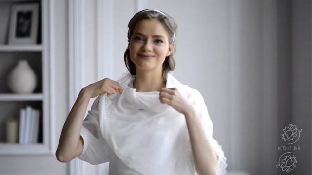 Молочно-белый шарф-платок из набора 3-х платков "Любовь" смотреть онлайн