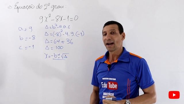 EQUAÇÃO DO 2º GRAU  9x² - 8x - 1 = 0 : COMO RESOLVER COM A FÓRMULA DE BHASKARA.