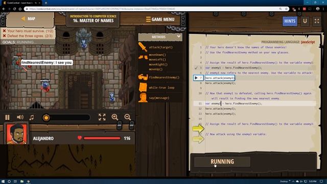CodeCombat - Level 16 Master of Names JavaScript Tutorial with Solution смотреть онлайн