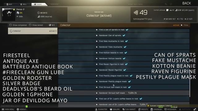 The 18 Items You Need For Kappa In 12.9 - Escape From Tarkov Collector Task For Fence