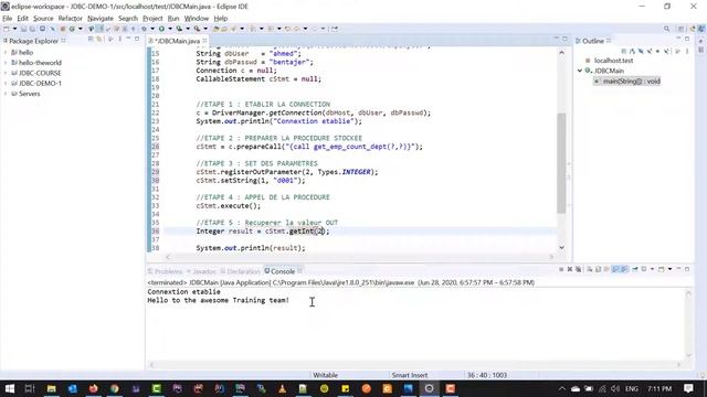 JAVA/JDBC : 21 - L'interface CallableStatement - Procédure param OUT смотреть онлайн
