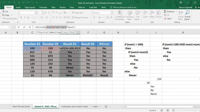Microsoft Excel Tutorial Nested IF, AND, IF ERROR Function Logical Functions HD смотреть онлайн