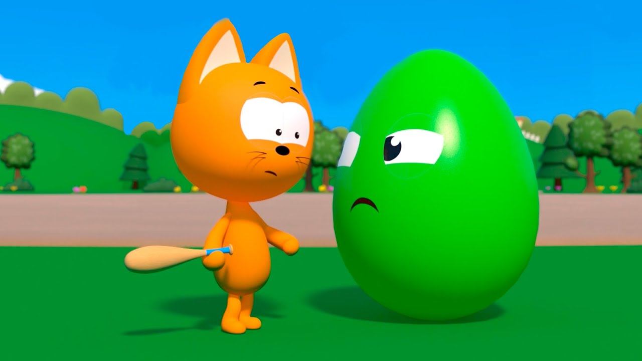 Учим цвета - Котенок Котэ и цветные яйца - Поливалка из мультика Синий трактор смотреть онлайн