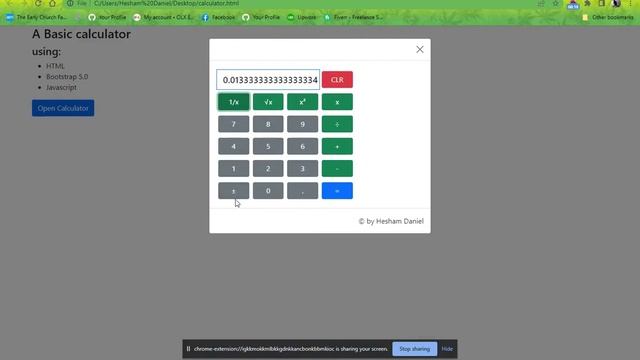 Simple Calculator using JavaScript HTML & Bootstrap 5 смотреть онлайн