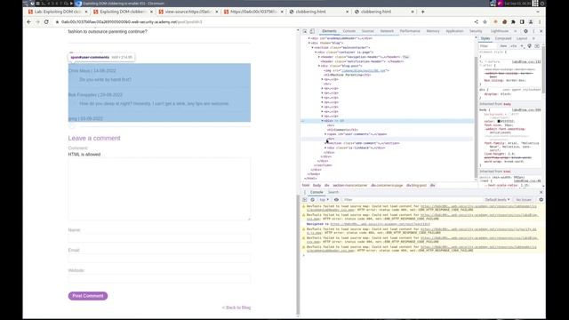 Web Security Academy | DOM | 6 - Exploiting DOM Clobbering to Enable XSS смотреть онлайн