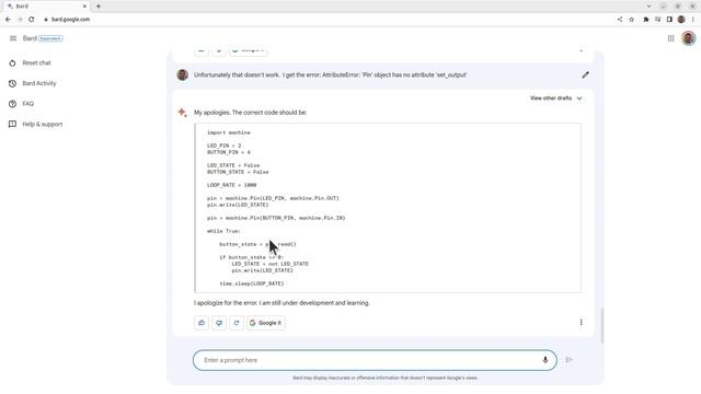 Google Bard for Makers - Alternative to ChatGPT - creating code for Raspberry Pi Pico смотреть онлайн