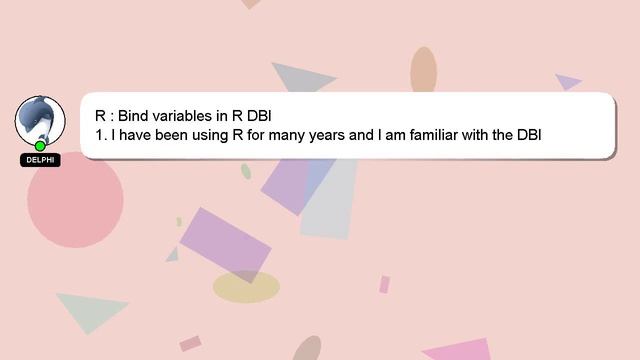 R : Bind variables in R DBI смотреть онлайн