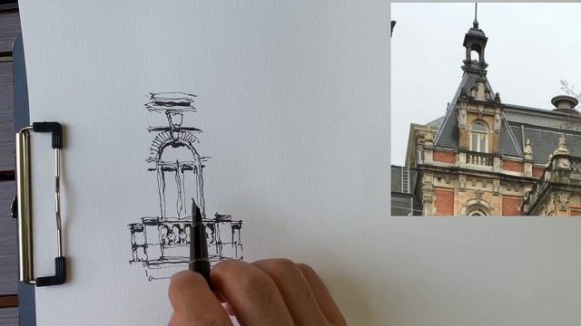 Combination of swaying lines/Loose style practice/Urban sketching/Loose style ink sketch study смотреть онлайн