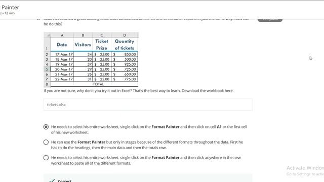 Week-3 Quiz | Format Painter | Excel Skills for Business: Essentials | Coursera смотреть онлайн