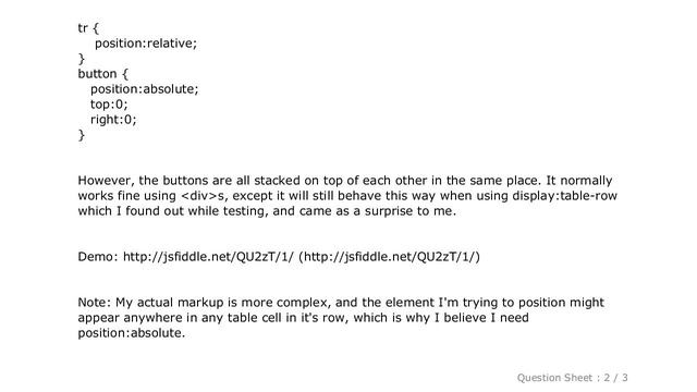 CSS : Table row won't contain elements with position:absolute смотреть онлайн