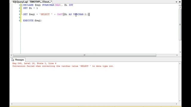 TSQL ERROR: Conversion failed when converting the varchar value [VALUE] to data смотреть онлайн