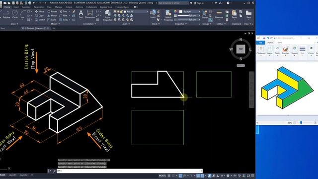 32-AutoCAD Kursu-AutoCAD Course ( 3 Görünüş Çıkarma / Standard 3 View ) смотреть онлайн