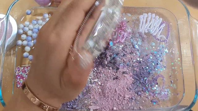 Mixing'Unicorn Lavender'Eyeshadow,Makeup and glitter Into Slime!Satisfying Slime Video смотреть онлайн