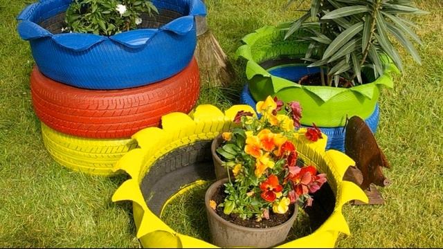 Красивые клумбы из шин смотреть онлайн