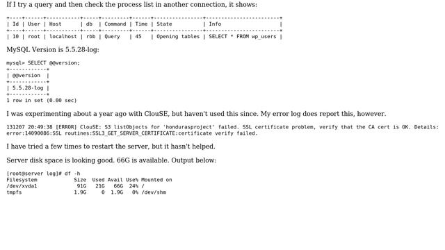 Databases: MySQL SELECT query hangs - Opening Tables INNODB смотреть онлайн