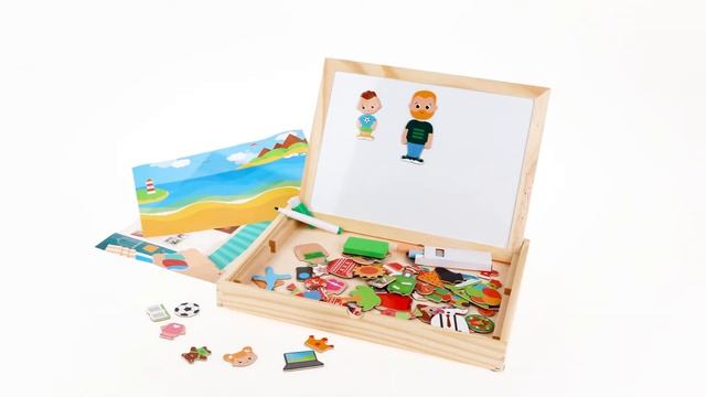 Бизи чемоданчик Дружная семья доска для рисования, меловая доска, фигурки на магнитах, 2 игровых смотреть онлайн