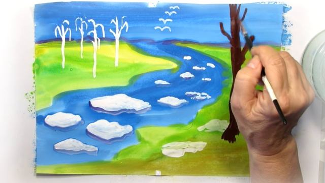 Рисуем весенний пейзаж! смотреть онлайн