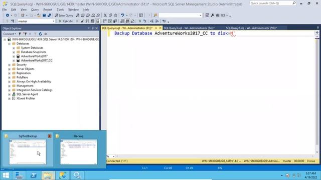 Taking Sql Database Copy Only Full Backup смотреть онлайн