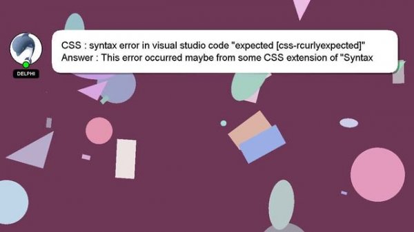 CSS : syntax error in visual studio code "expected [css-rcurlyexpected]"