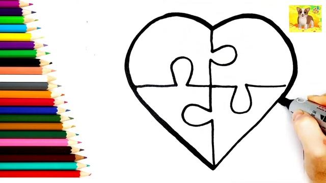 Сердце рисунок для детей.Как рисовать Сердечко.Раскраска Сердца смотреть онлайн