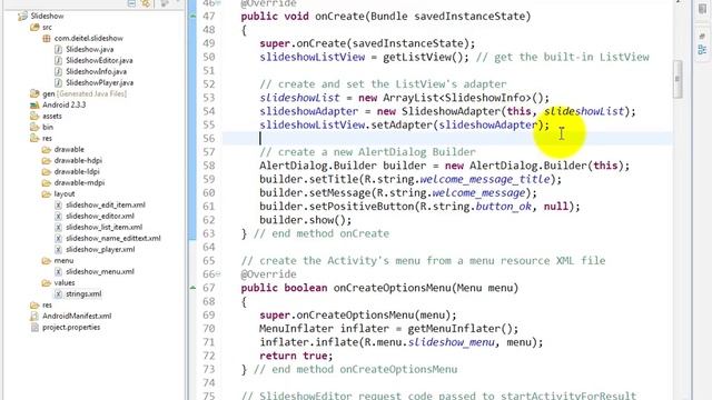 lesson12 11 Slideshow java Overriding Activity method onCreate смотреть онлайн