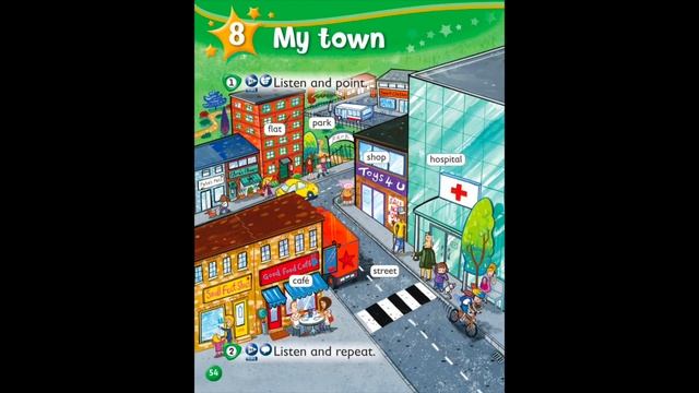Kids Box 2, Unit 8.1 My town. Listen and point. смотреть онлайн