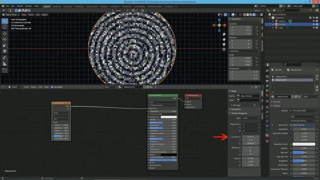 Blender 3D. Wave Texture: имитация анизотропии. смотреть онлайн