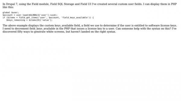 Drupal: Writing to a custom field in PHP