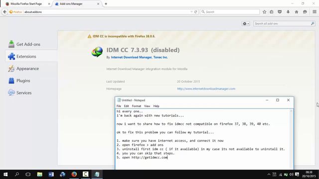 Tutorial : How To Fix Idm cc Incompatible With Firefox solved смотреть онлайн