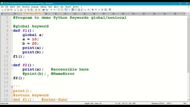 Python Keywords || Python global Keyword || Python nonlocal Keyword || Python Functions || #24 смотреть онлайн