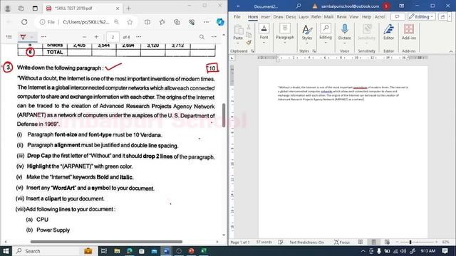 OSSSC previous year computer practical skill test question for PEO RI Junior assistant Exam 2023 смотреть онлайн