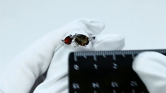 Серебряное кольцо AQUAMARINE с фианитом, гранатом и кварцем А6934636А смотреть онлайн