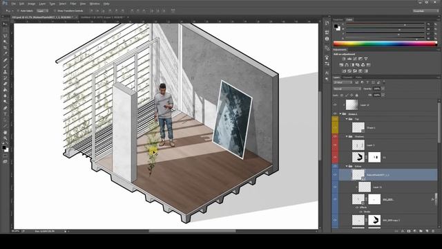 Axonometric Interior Study in Photoshop смотреть онлайн