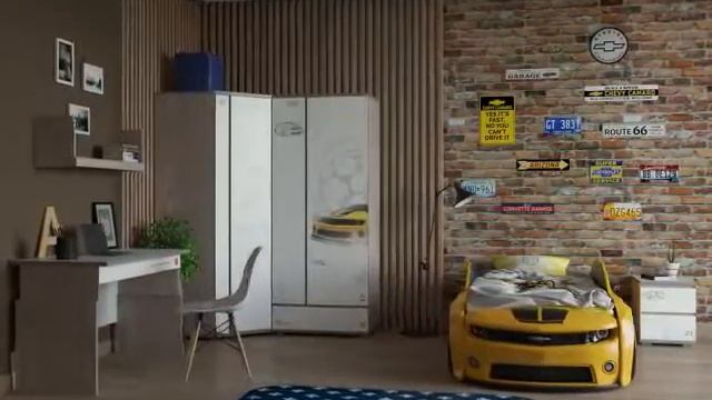 Дизайн детской для мальчика с кроватью Шеврале смотреть онлайн