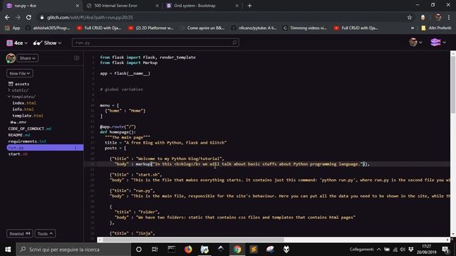Render Html in variables in Flask (on Glitch.me) смотреть онлайн